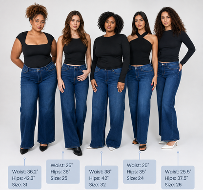 BootyRise™ BBL Mid-Low Rise Stretch Wide-Leg Jeans